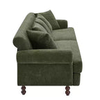 Modern 81.5 3-Seater Wooden Chenille Upholstered Sofa with Throw Pillows