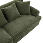 Modern 81.5 3-Seater Wooden Chenille Upholstered Sofa with Throw Pillows