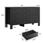 6 Drawer Dresser for Bedroom, Modern Double Dresser Organizer with Storage Drawers, Wooden Chests of Drawers for Bedroom, Entryway, Hallway, Office