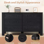 6 Drawer Dresser for Bedroom, Modern Double Dresser Organizer with Storage Drawers, Wooden Chests of Drawers for Bedroom, Entryway, Hallway, Office