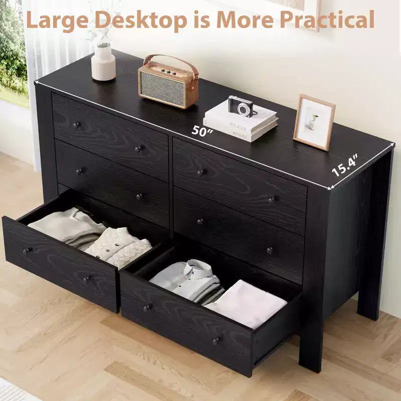 6 Drawer Dresser for Bedroom, Modern Double Dresser Organizer with Storage Drawers, Wooden Chests of Drawers for Bedroom, Entryway, Hallway, Office