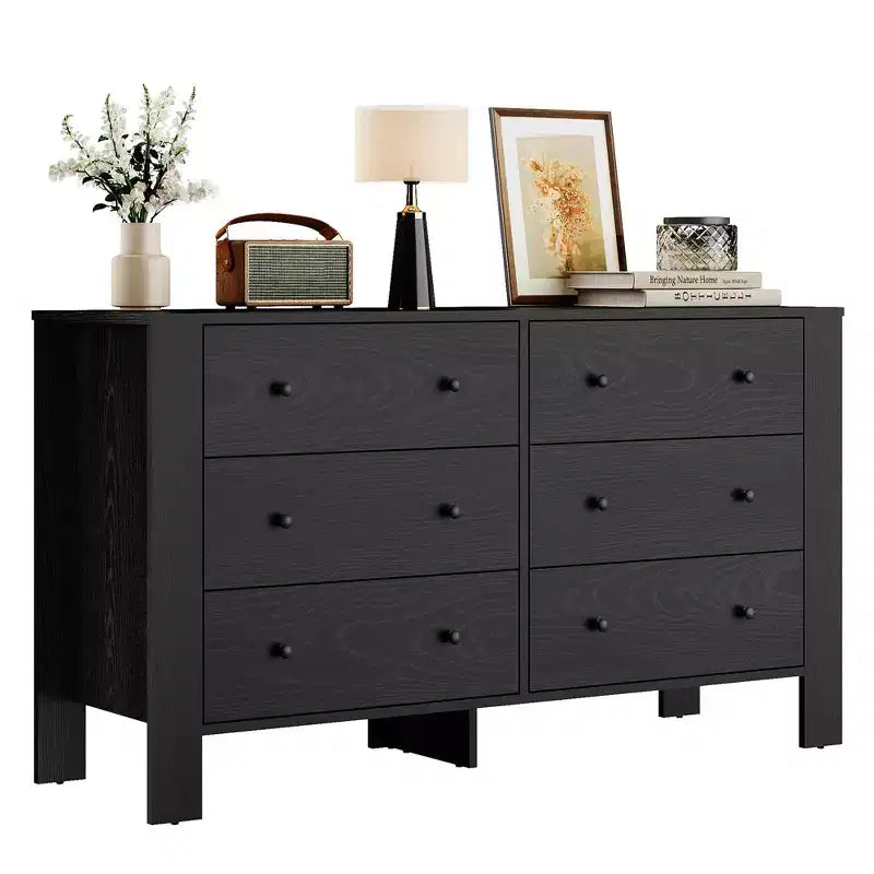 6 Drawer Dresser for Bedroom, Modern Double Dresser Organizer with Storage Drawers, Wooden Chests of Drawers for Bedroom, Entryway, Hallway, Office