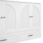 Modern Queen Rattan Murphy Bed with Large Drawer for Living Room and Guest Room