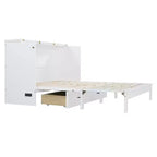 Modern Queen Rattan Murphy Bed with Large Drawer for Living Room and Guest Room