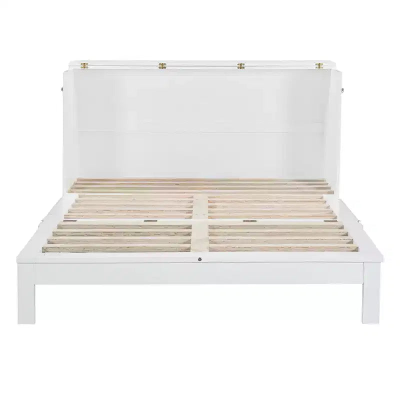 Modern Queen Rattan Murphy Bed with Large Drawer for Living Room and Guest Room