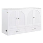 Modern Queen Rattan Murphy Bed with Large Drawer for Living Room and Guest Room