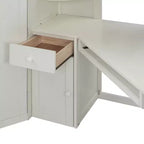 Twin Size All-in-One Loft Bed with Integrated Wardrobe, Desk, Shelves, Keyboard Tray and Spotlight