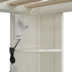 Twin Size All-in-One Loft Bed with Integrated Wardrobe, Desk, Shelves, Keyboard Tray and Spotlight