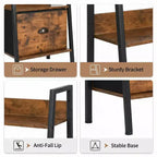 5 Tier Ladder Bookshelf with Drawer, Rustic Brown