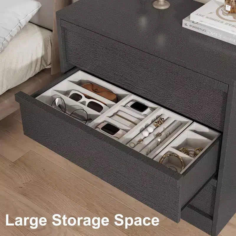 30 3-Drawer Tall Nightstand - Modern Bedside Table & End Table with Large Storage and Anti-Tip Kit for Bedroom & Living Room