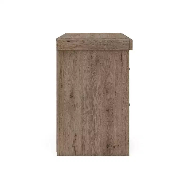 Two Drawer Nightstand, Light Brown Rustic Wood Look with USB Charging