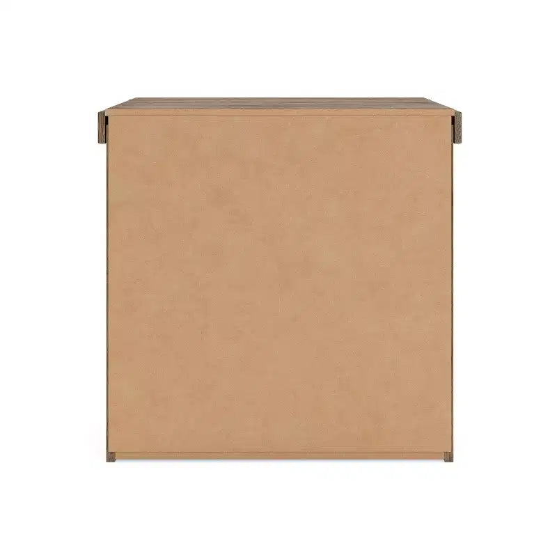 Two Drawer Nightstand, Light Brown Rustic Wood Look with USB Charging