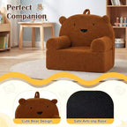 Kids Bear Sofa Toddler Foam Couch with Soft Fleece Fabric Cover Brown/Gray/Navy/Pink