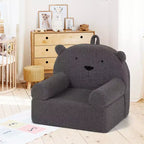 Kids Bear Sofa Toddler Foam Couch with Soft Fleece Fabric Cover Brown/Gray/Navy/Pink
