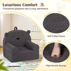 Kids Bear Sofa Toddler Foam Couch with Soft Fleece Fabric Cover Brown/Gray/Navy/Pink