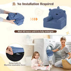 Kids Bear Sofa Toddler Foam Couch with Soft Fleece Fabric Cover Brown/Gray/Navy/Pink