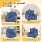 Kids Bear Sofa Toddler Foam Couch with Soft Fleece Fabric Cover Brown/Gray/Navy/Pink
