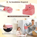 Kids Bear Sofa Toddler Foam Couch with Soft Fleece Fabric Cover Brown/Gray/Navy/Pink