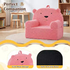 Kids Bear Sofa Toddler Foam Couch with Soft Fleece Fabric Cover Brown/Gray/Navy/Pink