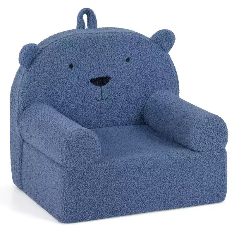 Kids Bear Sofa Toddler Foam Couch with Soft Fleece Fabric Cover Brown/Gray/Navy/Pink
