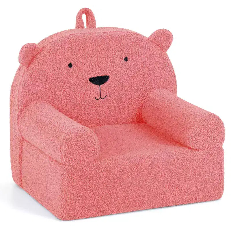Kids Bear Sofa Toddler Foam Couch with Soft Fleece Fabric Cover Brown/Gray/Navy/Pink
