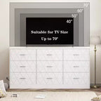 9-Drawer Dresser, Long Dresser for Bedroom, Large Modern Storage, Wood Drawer Organizer with Metal Handles, for Bedroom, Living Room