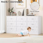 9-Drawer Dresser, Long Dresser for Bedroom, Large Modern Storage, Wood Drawer Organizer with Metal Handles, for Bedroom, Living Room