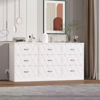 9-Drawer Dresser, Long Dresser for Bedroom, Large Modern Storage, Wood Drawer Organizer with Metal Handles, for Bedroom, Living Room
