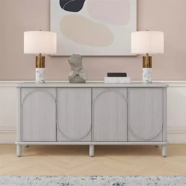 GDFStudio Abigail Rustic Wood Sideboard Cabinet with Adjustable Shelves