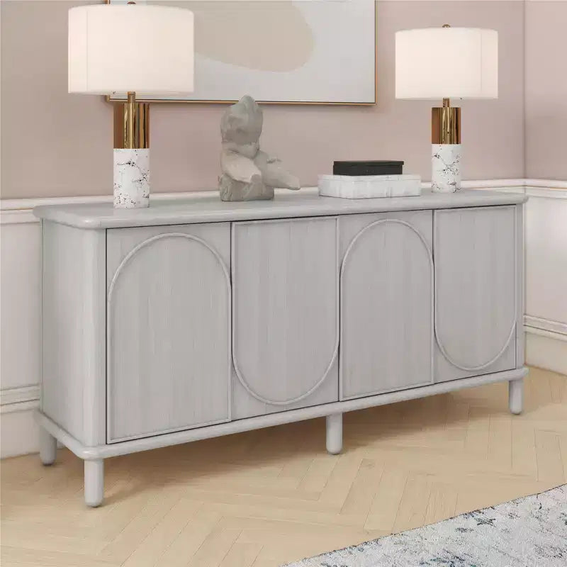 Rustic Wood Sideboard Cabinet with Adjustable Shelves